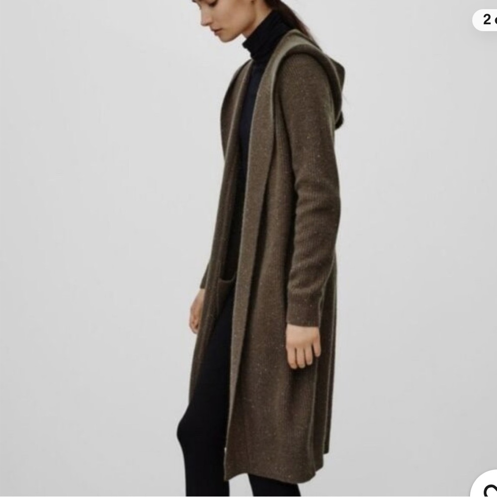 Cozy Women's Aritzia Talula Olive Hooded Sweater Cardigan